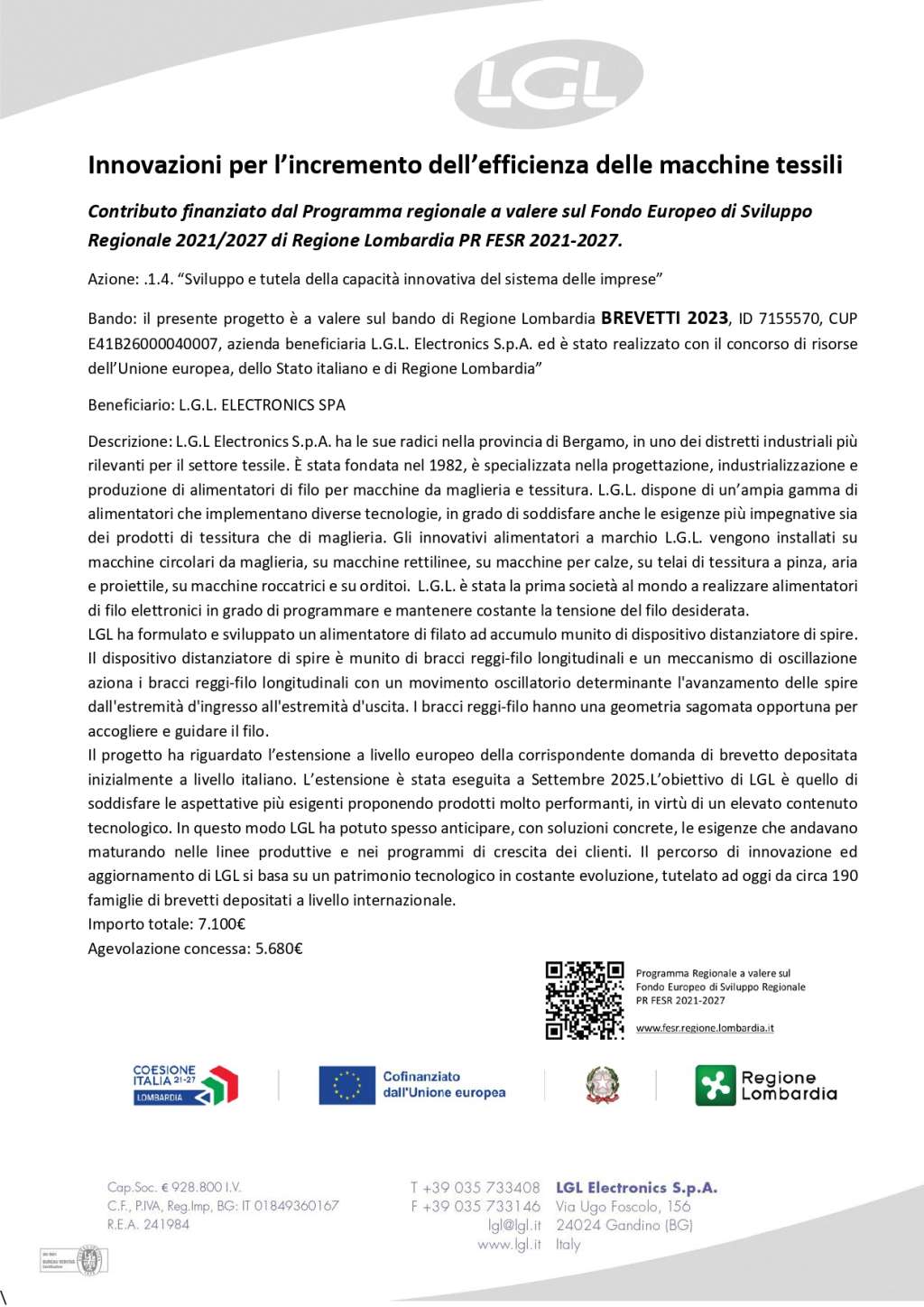 Innovazioni per l'incremento dell'efficenza delle macchine tessili