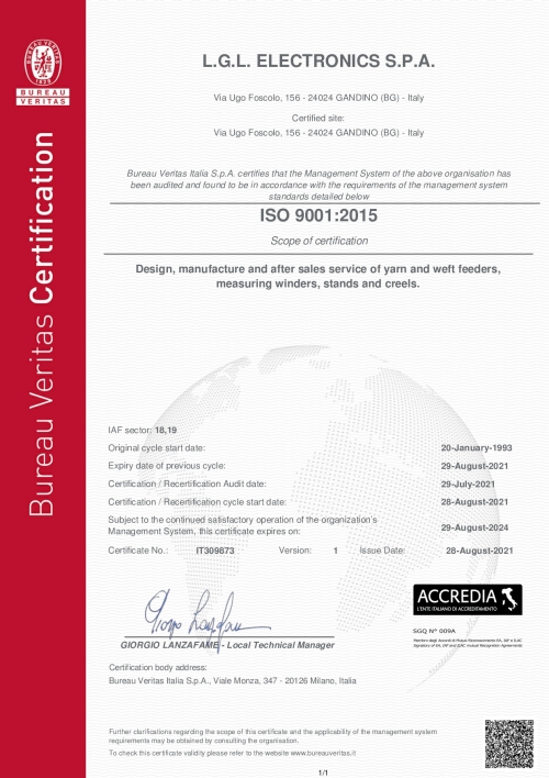 LGL Electronics Certificado ISO 9001